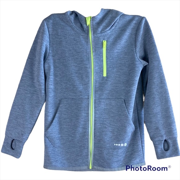 Boden Tops - Boden Full Zip Hoodie Jacket Gray Yellow with thumb hole Sz 6-7 Y (122cm)unisex